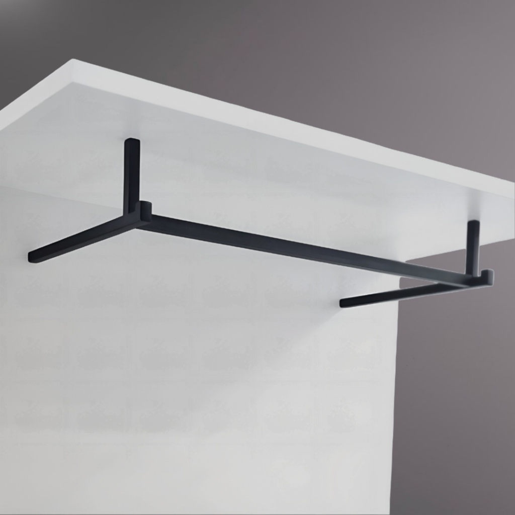 фото Вешалка П-образная для установки под полку, черная