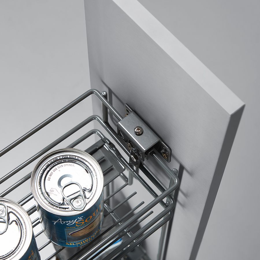 фото Выдвижная корзина UNIHOPPER NANO левая в базу 150мм, серая, с доводчиком