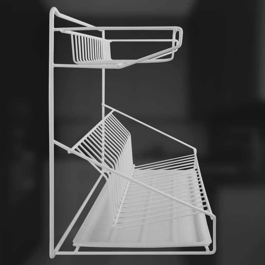 фото Сушилка для посуды двухуровневая настольная белая