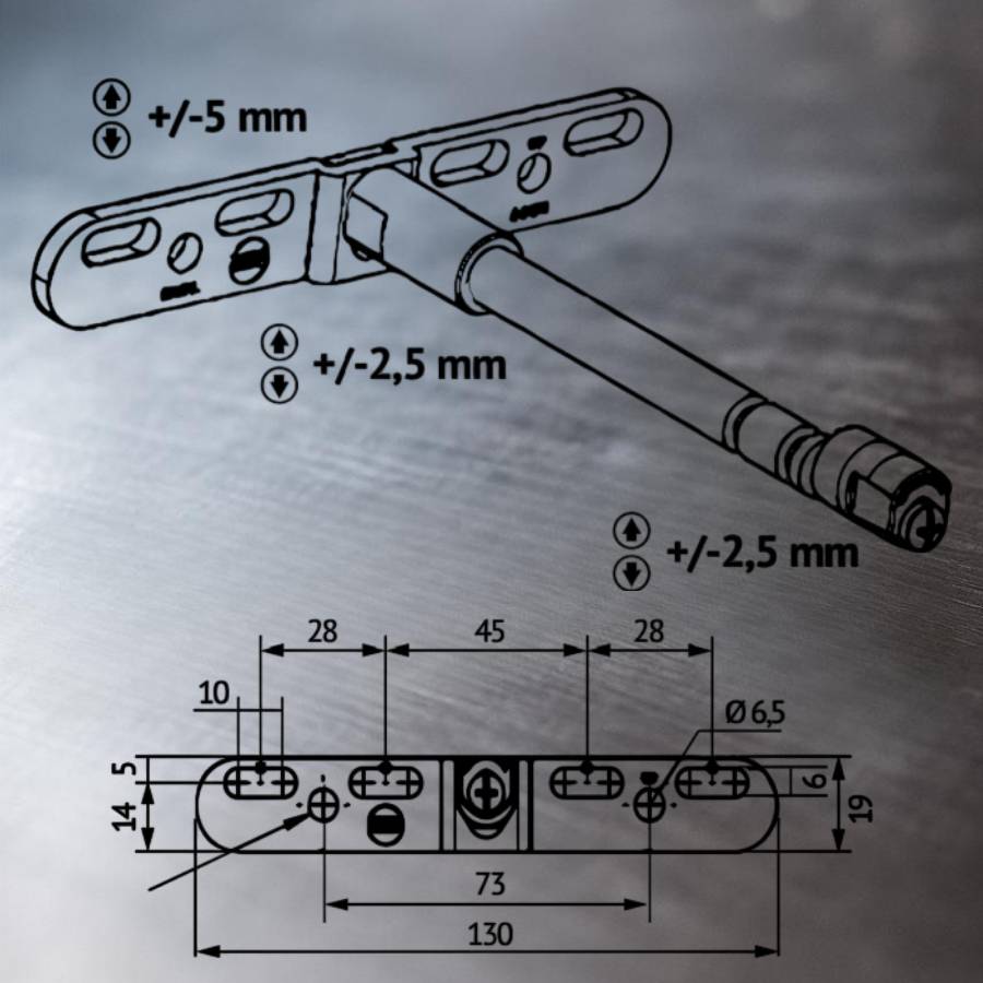 фото Менсолодержатель 3D регулировка скрытого типа MN112 A.150mm