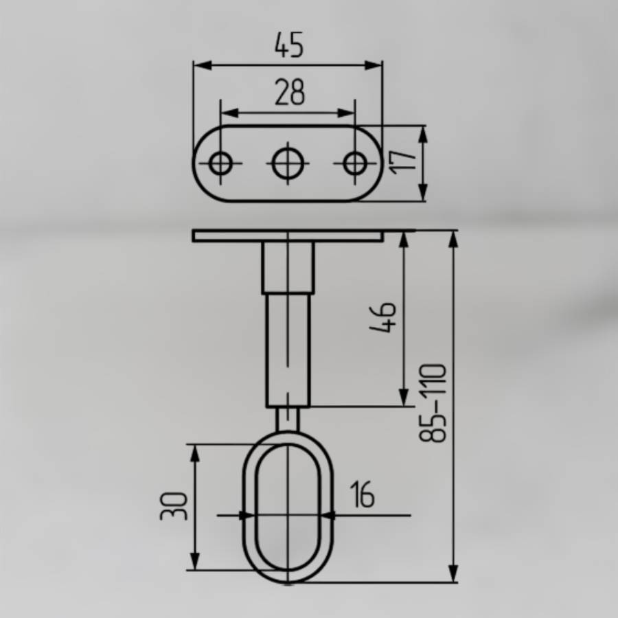 фото Держатель овальной трубы регулируемый торцевой, хром, гальваника