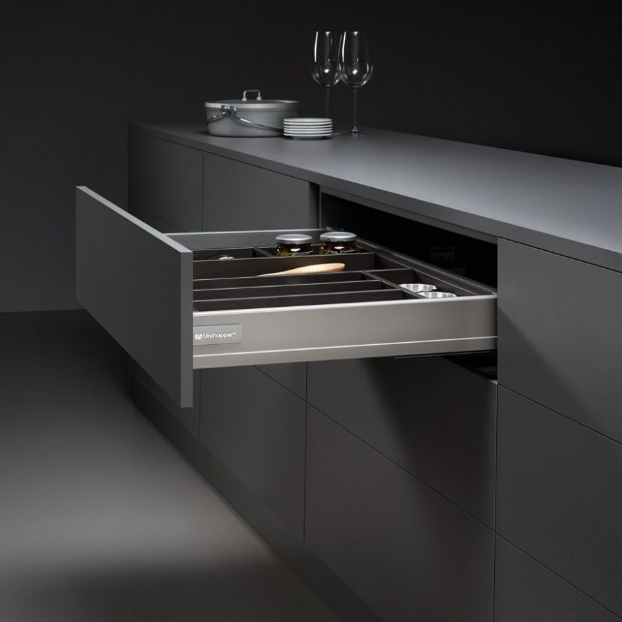 фото Комплект выдвижного ящика Unihopper Mental box - 2, H80*500мм, графит, с соединением задней стенки