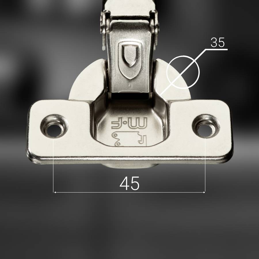 фото Петля вкладная MF Prima Top с трехмерной регулировкой, 45 мм, быстросъемная, с доводчиком