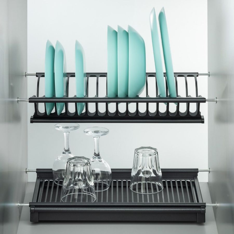 фото Посудосушитель черный из нержавеющей стали в шкаф 500 мм