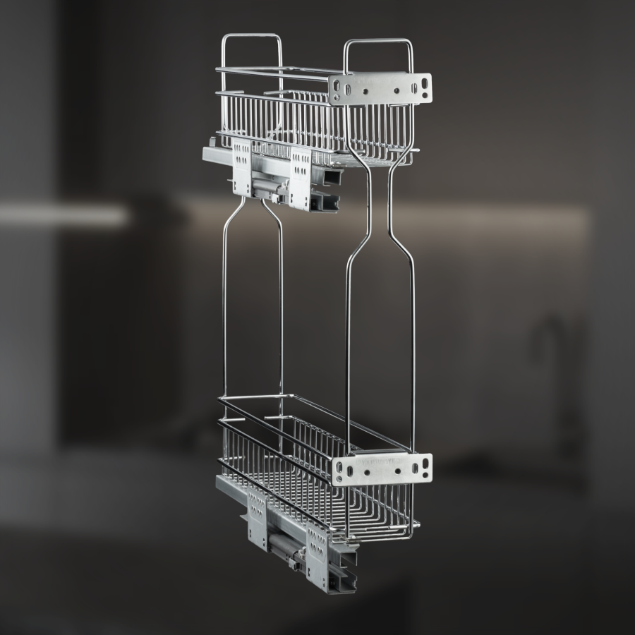 фото Выдвижная корзина двухуровневая в нижнюю базу 150 мм с доводчиком
