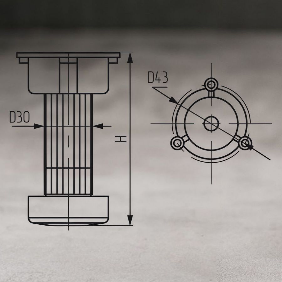 фото Опора кухонная 95-125мм, разборная, черная (без винта и клипсы)