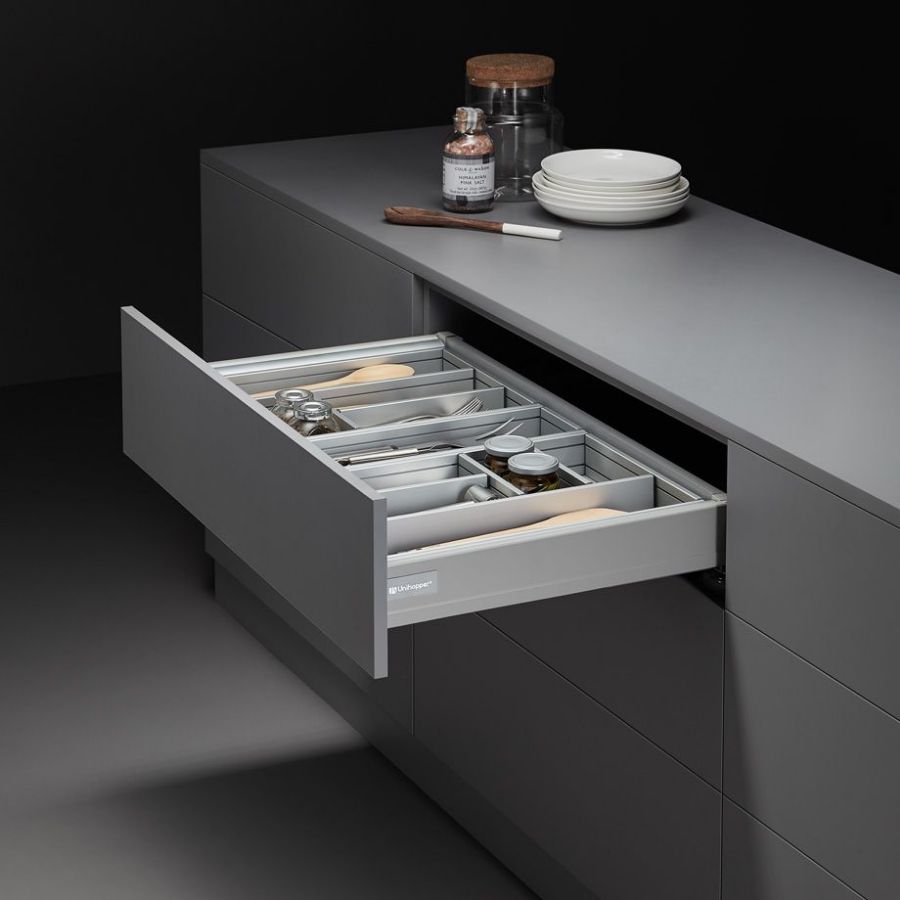 фото Комплект выдвижного ящика Unihopper Mental box - 2, H80*500мм, серебро, с соединением задней стенки