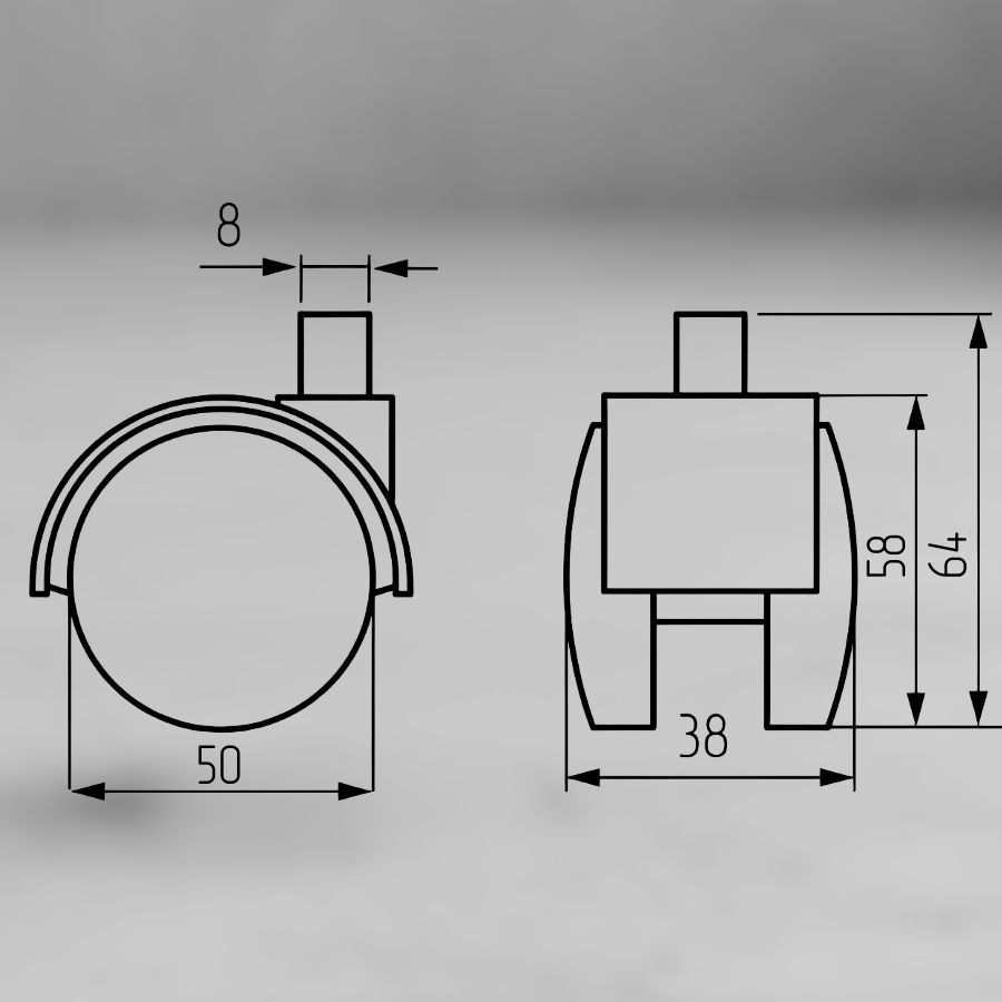 фото Колесная опора с резьбой d 50 мм, M8x15