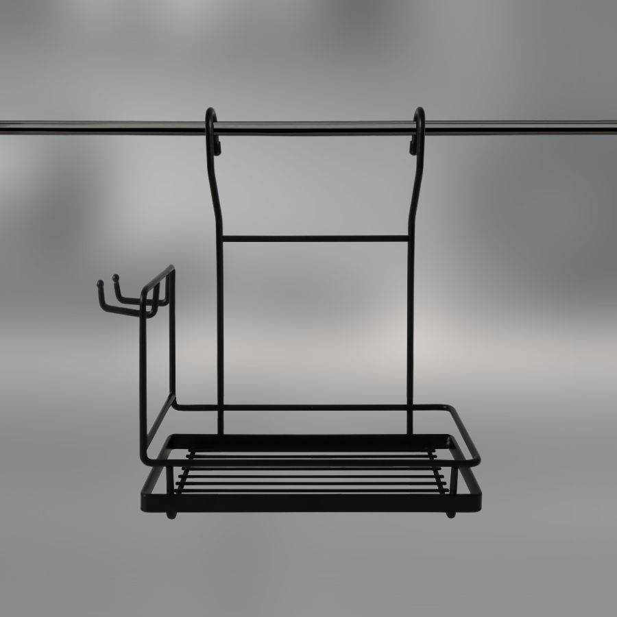 фото Полка одинарная с крючками CWJ221-3 ALBA 271х262х143 мм. Черный матовый
