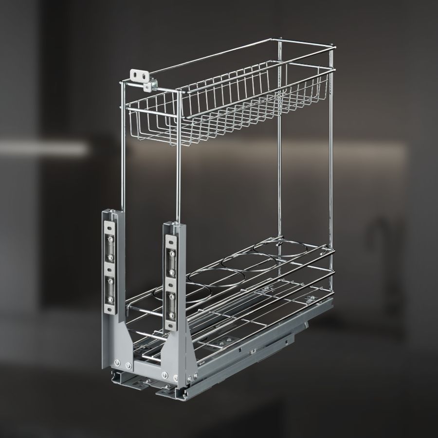 фото Выдвижная корзина двухуровневая в нижнюю базу 200 мм с доводчиком