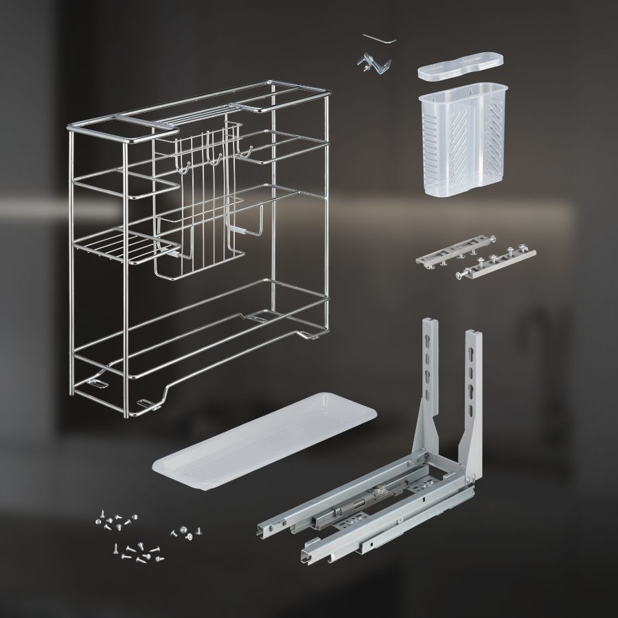 фото Выдвижная корзина двухуровневая в нижнюю базу 200 мм с доводчиком