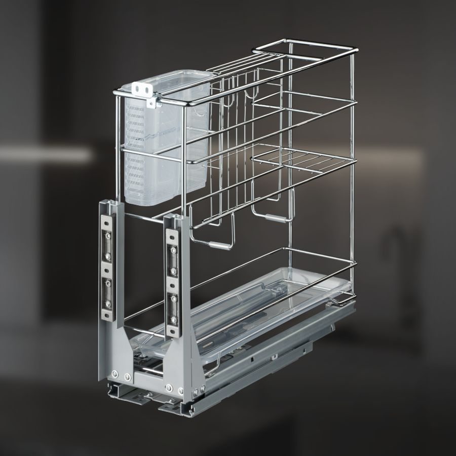 фото Выдвижная корзина двухуровневая в нижнюю базу 200 мм с доводчиком