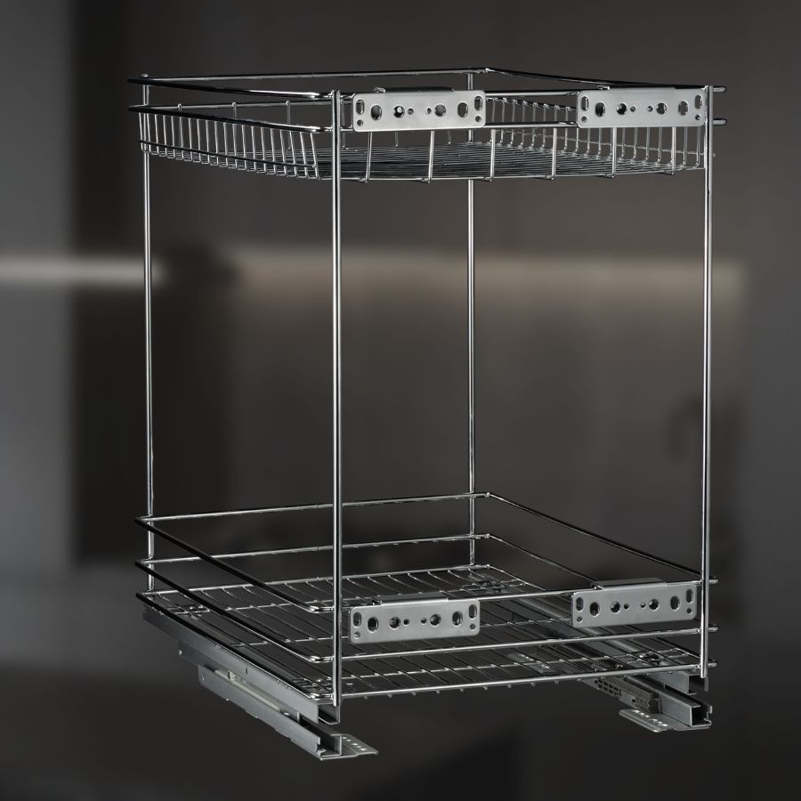 фото Выдвижная корзина двухуровневая в нижнюю базу 400 мм с доводчиком