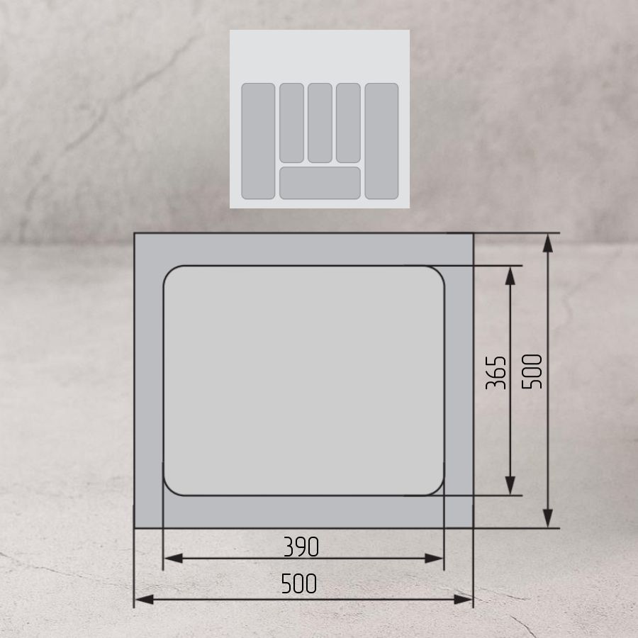 фото Лоток FGV Tetrix для столовых приборов в базу 500-550мм (500x495), Silver Champagne