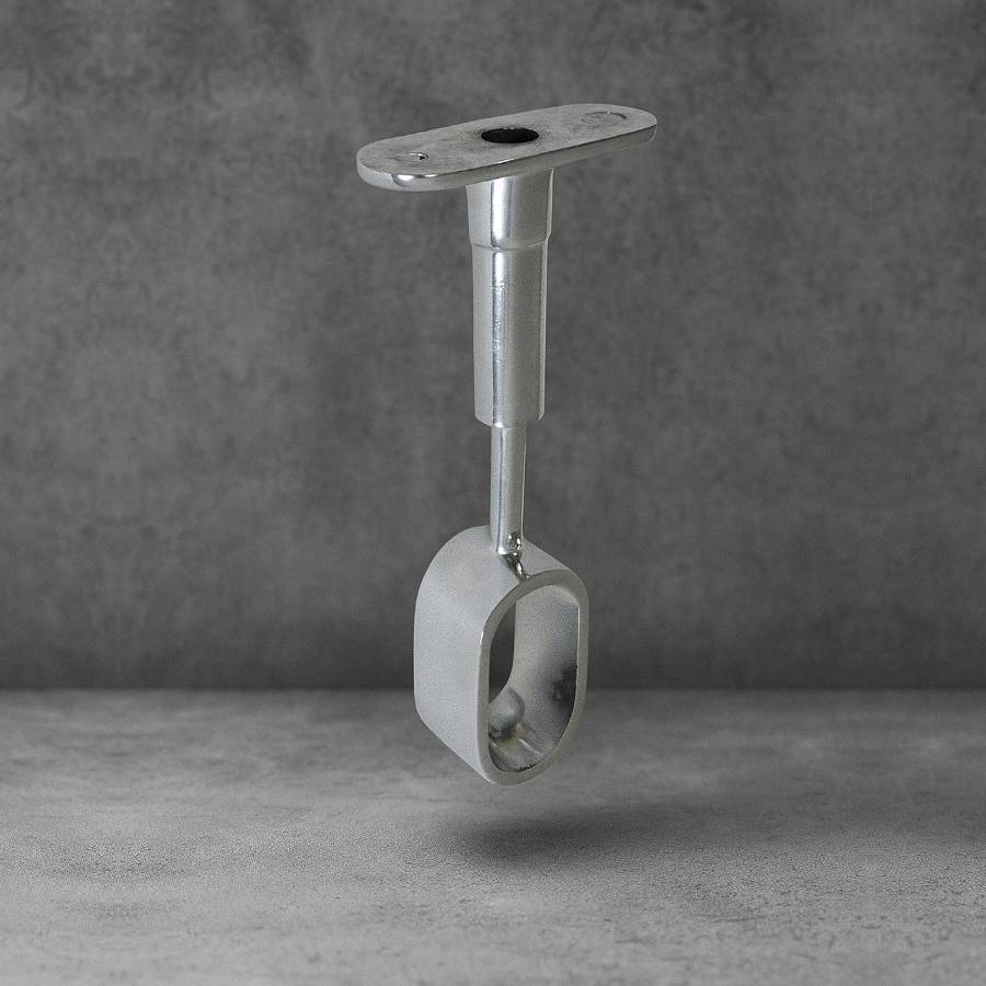 фото Держатель овальной трубы регулируемый сквозной, хром, гальваника