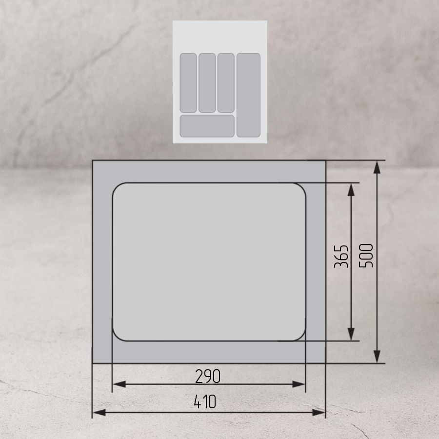 фото Лоток FGV Tetrix для столовых приборов в базу 400-450мм (400x495), Silver Champagne матовый