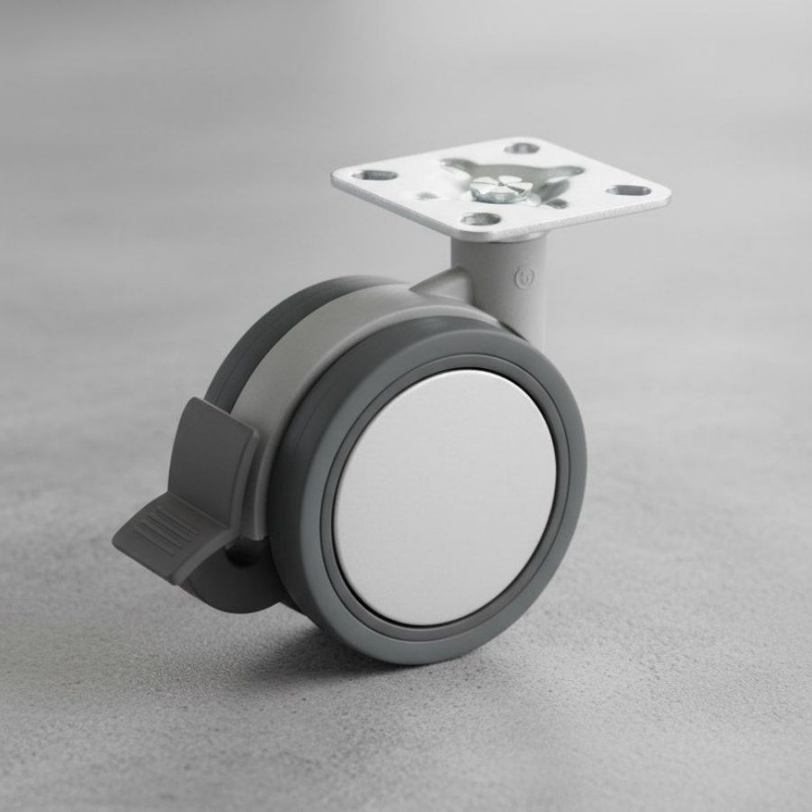 фото Колесная опора сдвоенная усиленная с поворотной площадкой d 60 мм с тормозом