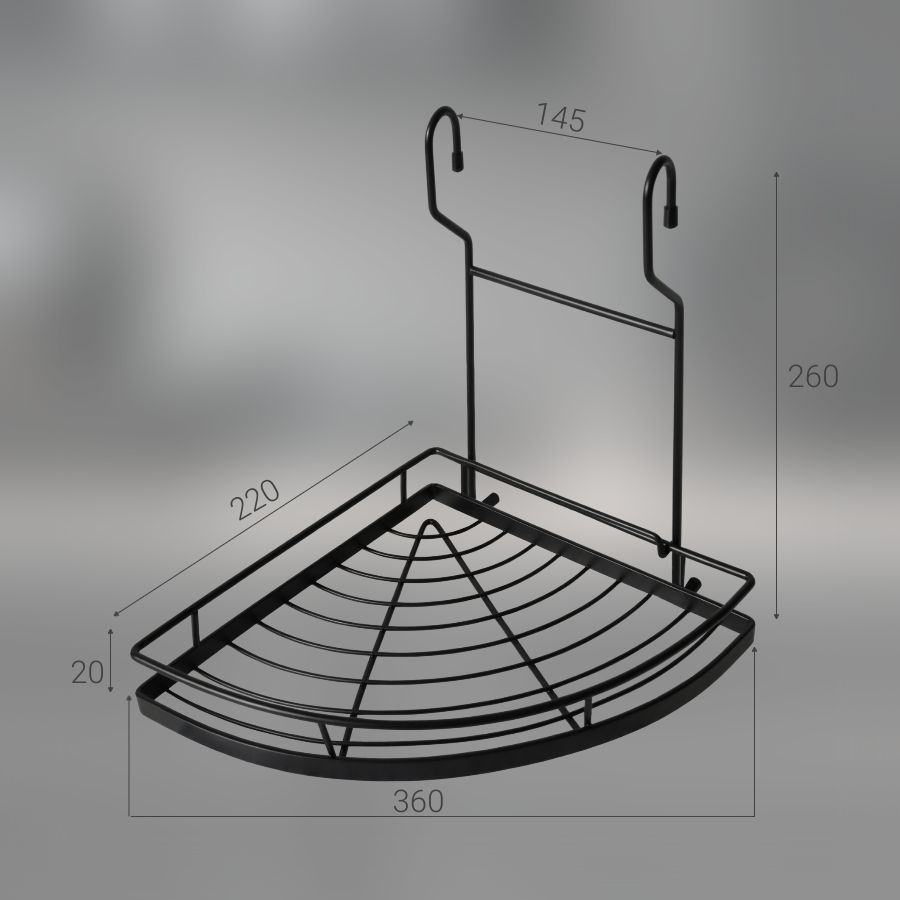 фото Полка угловая К2CWJ201-3 ALBA 220х250х270мм Черный матовый