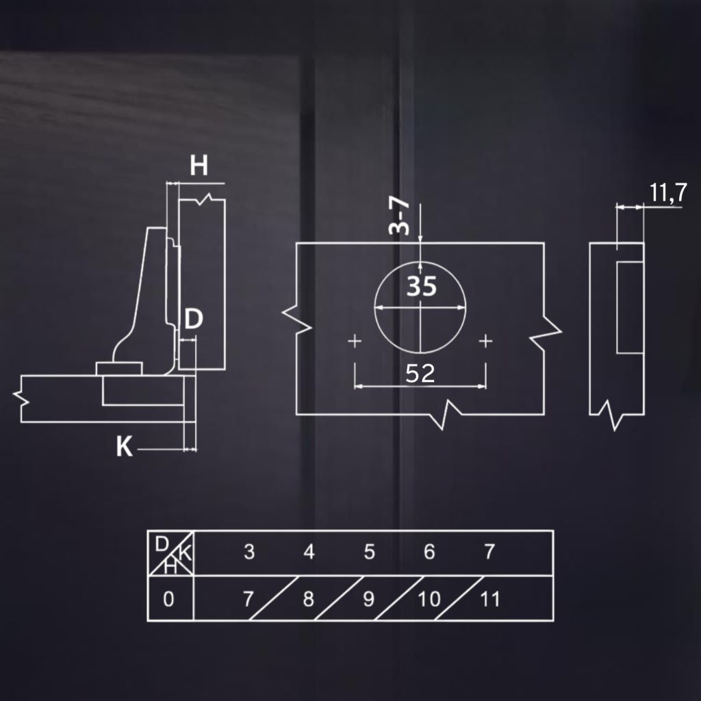 фото Накладная 3D петля UNIHOPPER SETTON с доводчиком, 52мм, с декоративной накладкой