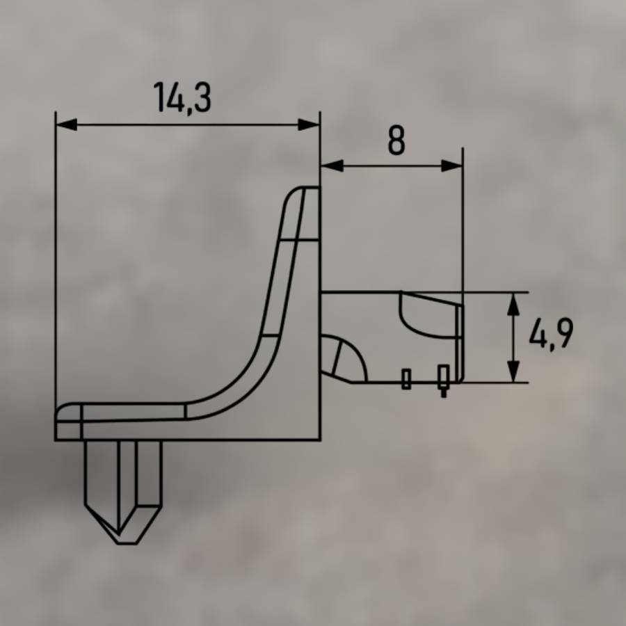 фото Полкодержатель Г-образный цинк 5*8, никель, с фиксацией