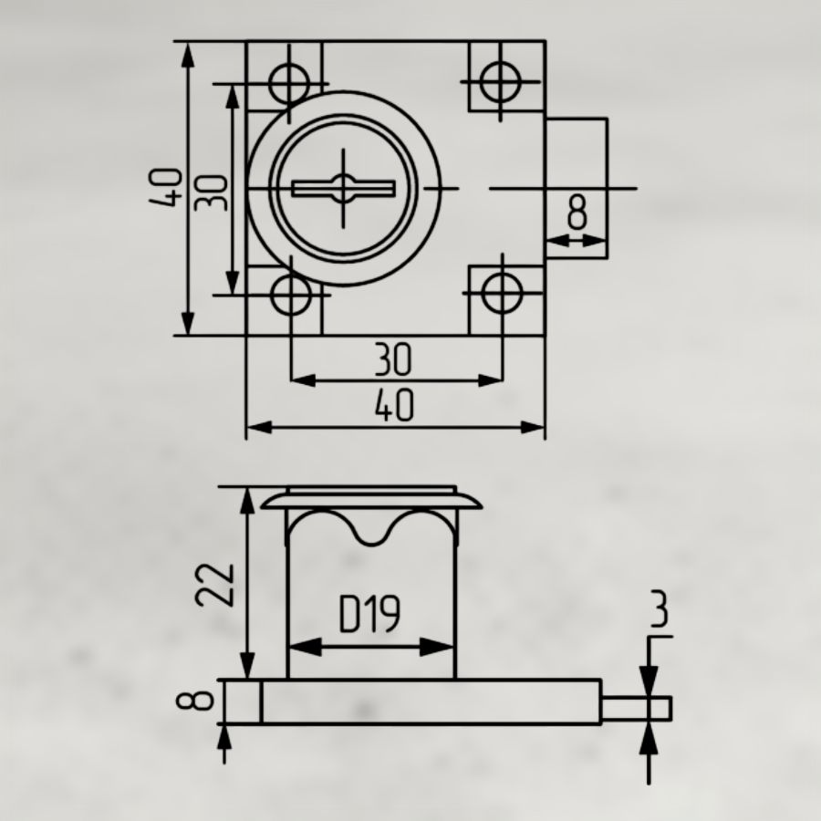 фото  Замок LOCK.138.CR, прямоугольный хром D19х22