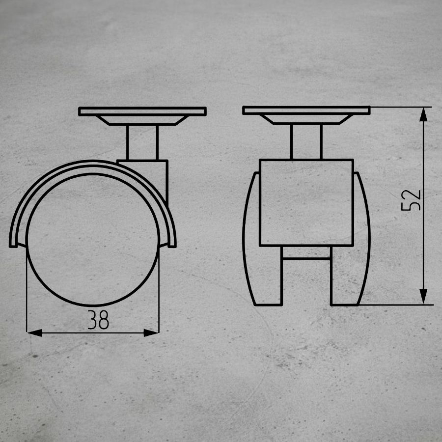 фото Колесная опора сдвоенная усиленная с поворотной площадкой d 38 мм с тормозом