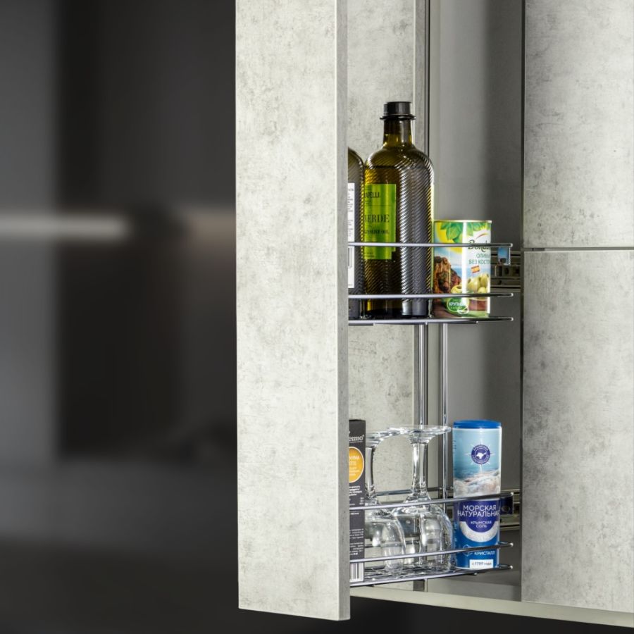 фото Выдвижная корзина двухуровневая в верхнюю базу 150 мм с направляющими