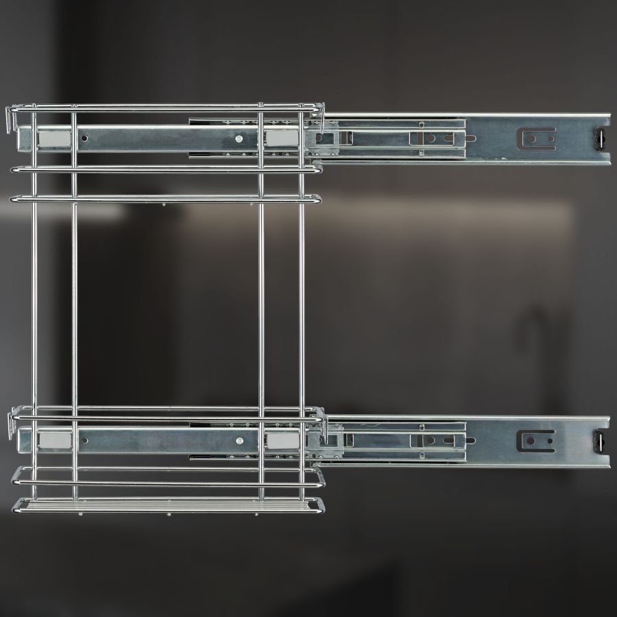 фото Выдвижная корзина двухуровневая в верхнюю базу 150 мм с направляющими