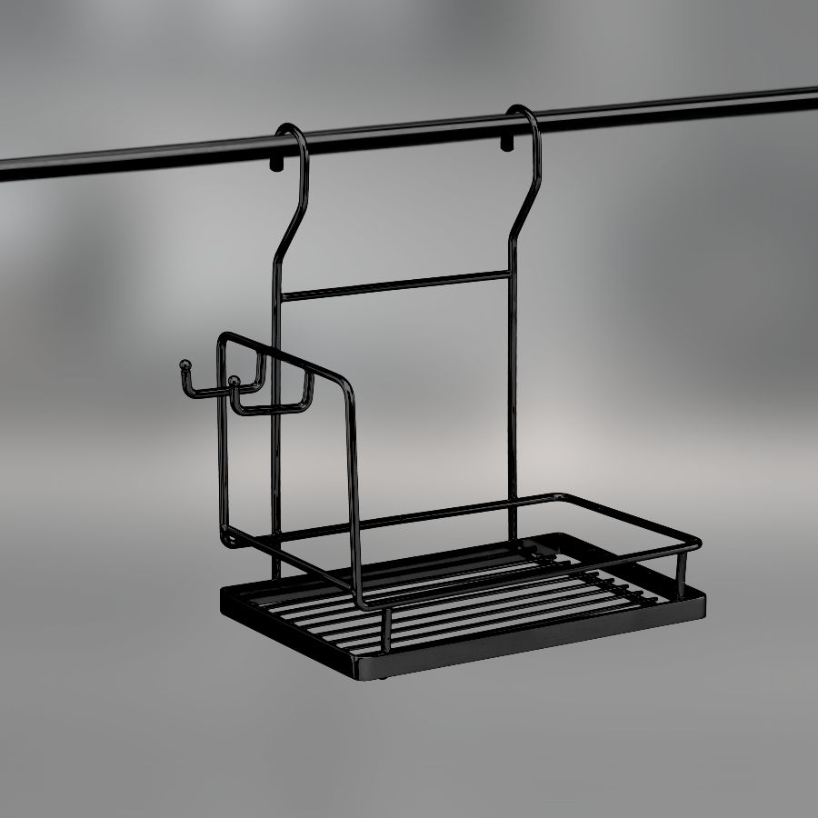 фото Полка одинарная с крючками CWJ221-3 ALBA 271х262х143 мм. Черный матовый