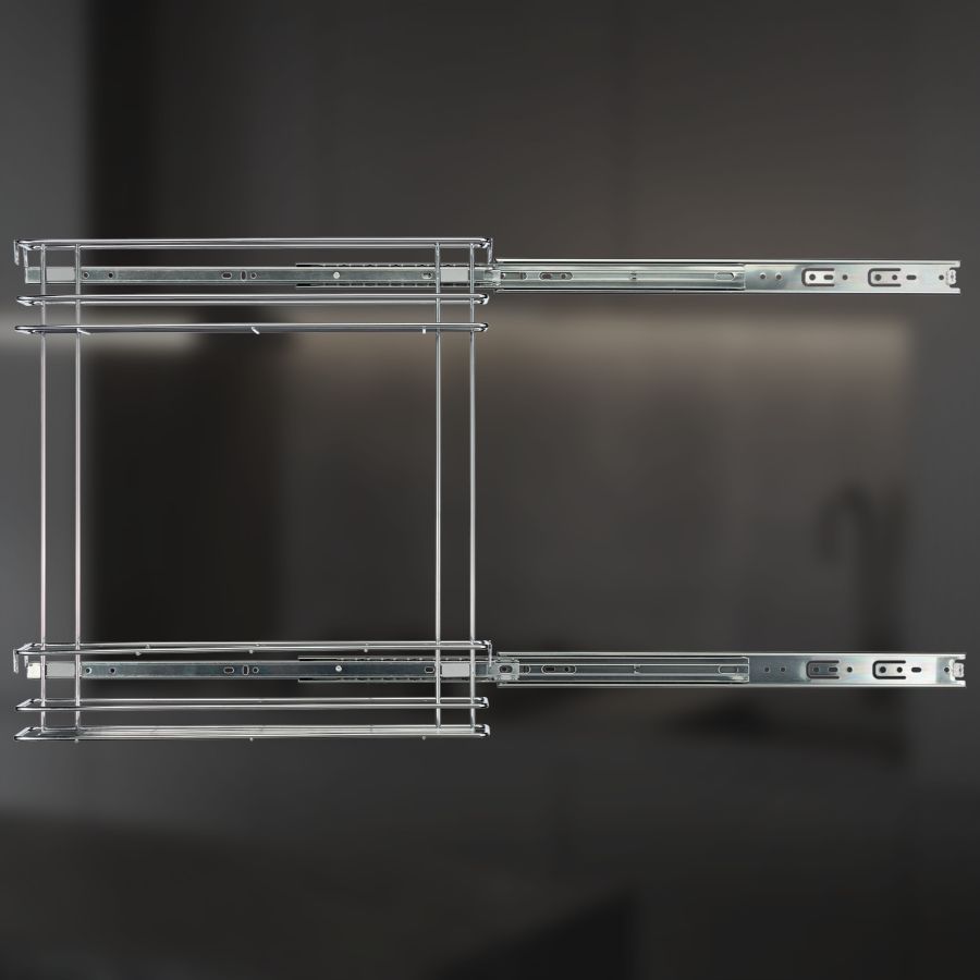 фото Выдвижная корзина двухуровневая в нижнюю базу 150 мм с направляющими