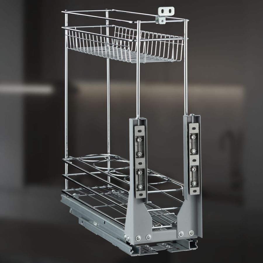 фото Выдвижная корзина двухуровневая в нижнюю базу 200 мм с доводчиком