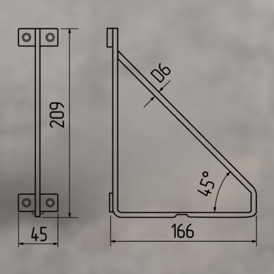 фото  Полкодержатель LOFT-4 (209*166), черный (20 кг)