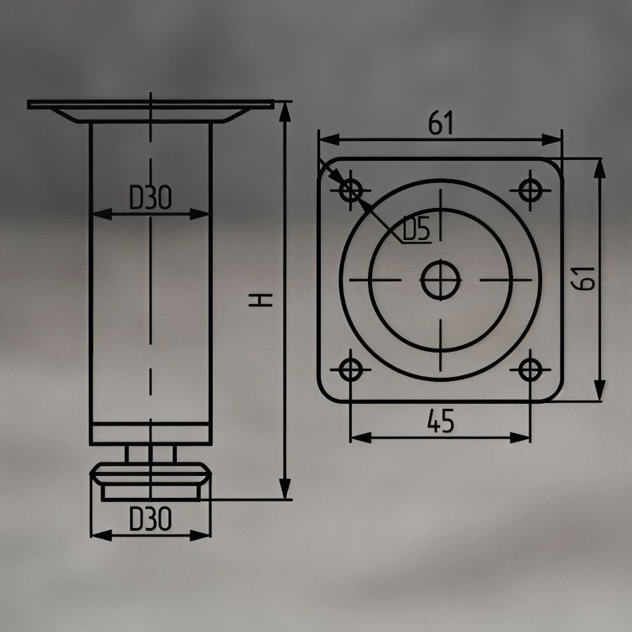 фото Опора 19176,100 d30х100мм,хром