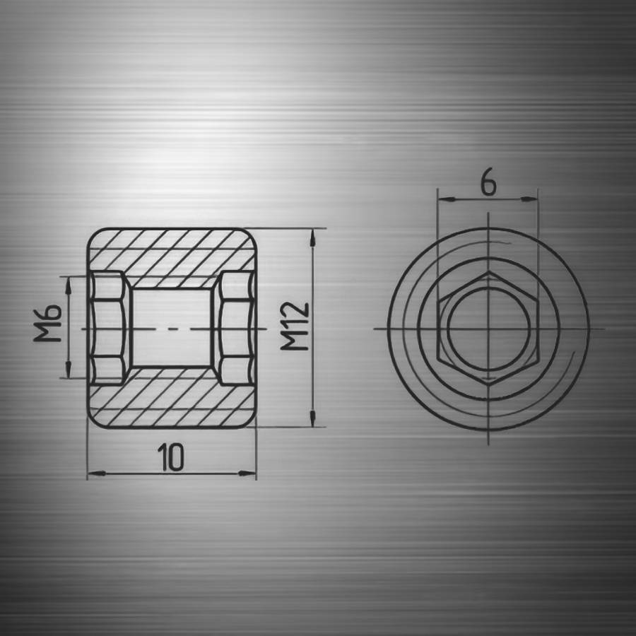 фото Втулка для угловой стяжки металлическая