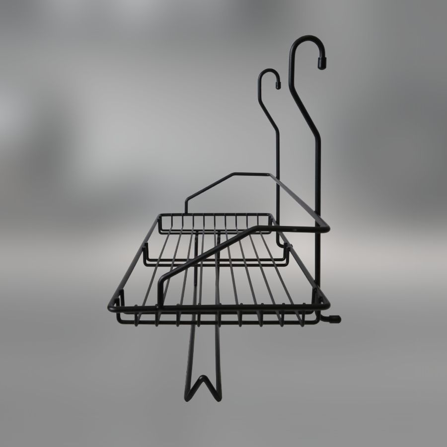 фото Полка одинарная с держателем для полотенца CWJ220-2 ALBA 375x190x310мм Черный матовый