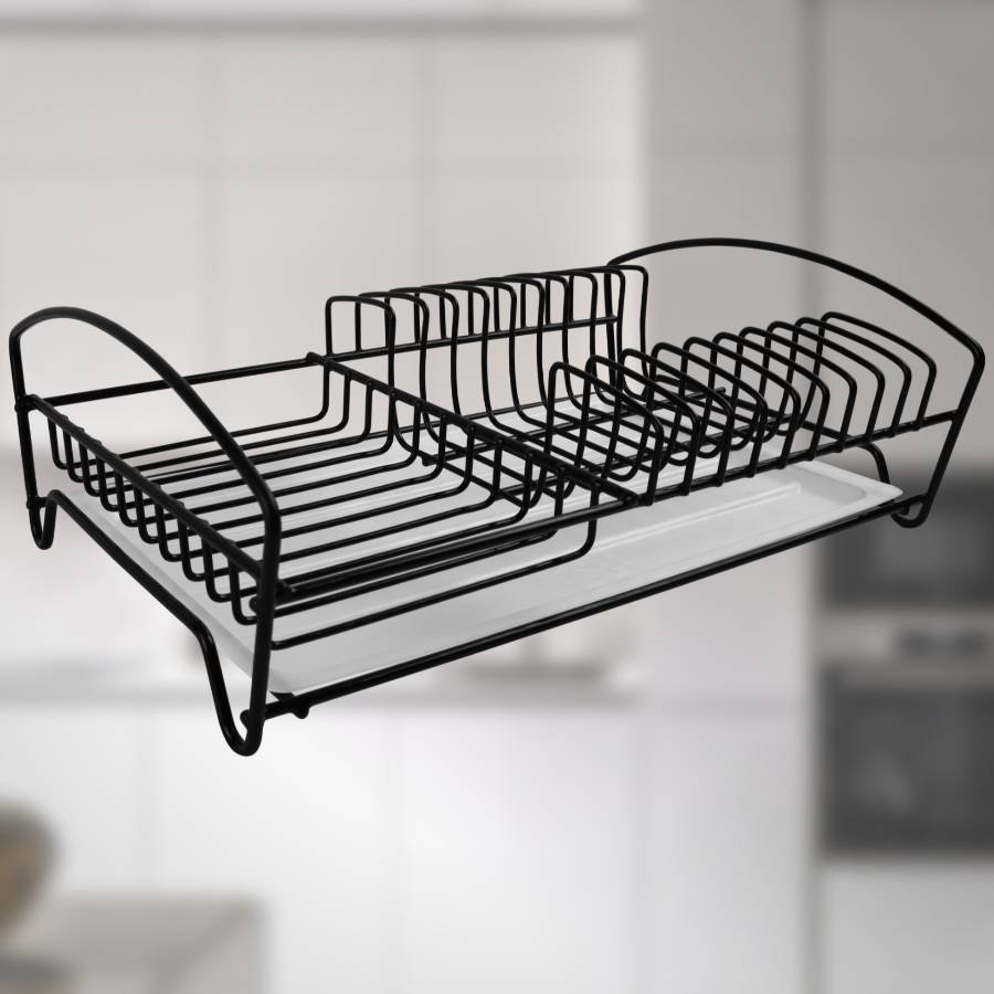 фото Сушилка для посуды одноуровневая настольная черная