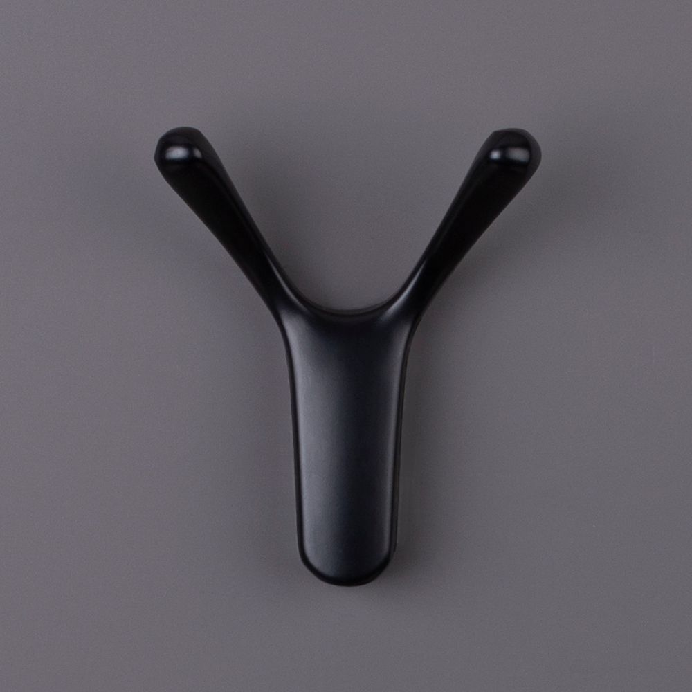 фото Крючок ГЕРМЕС двухрожковый, черный матовый