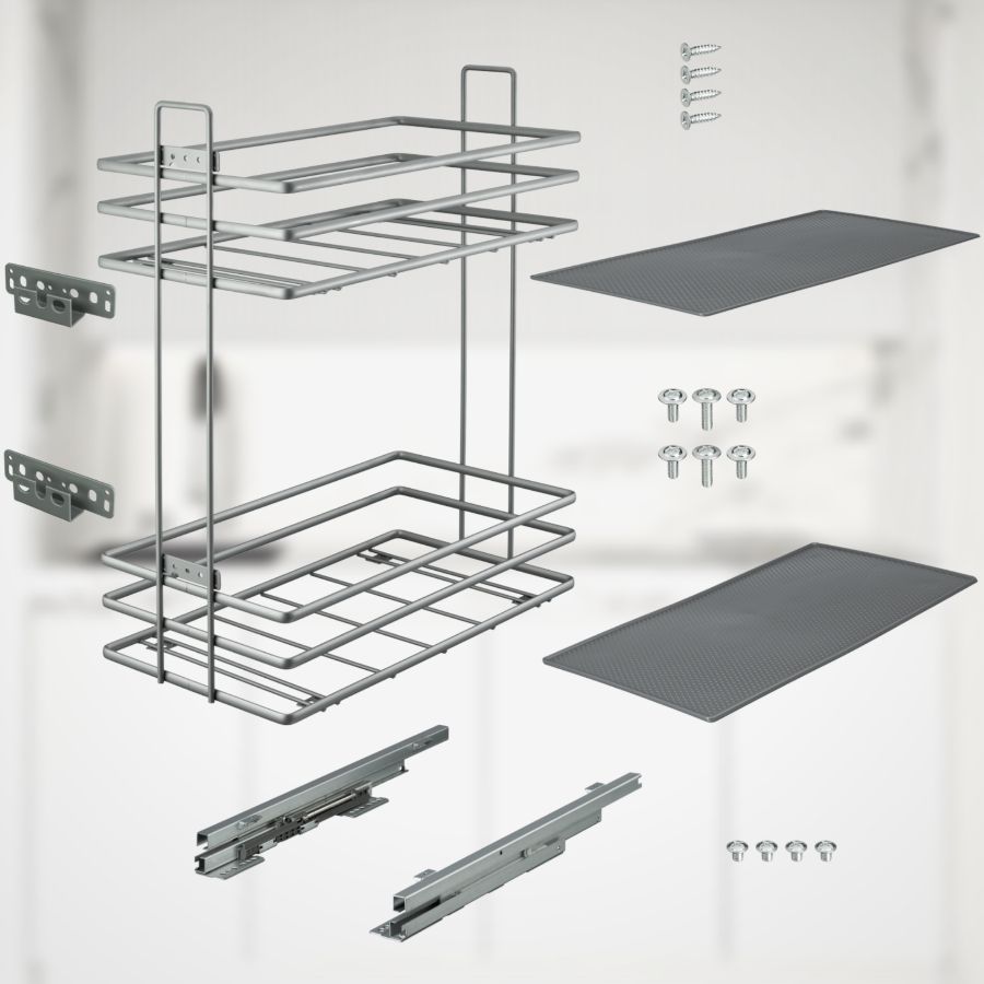 фото Выдвижная корзина VESPLINE двухуровневая в нижнюю базу 300 мм с доводчиком