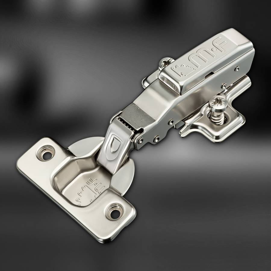 фото Петля MF Prima Top с двухмерной регулировкой, 45 мм, быстросъемная, с доводчиком, евровинт, планка(H)=2