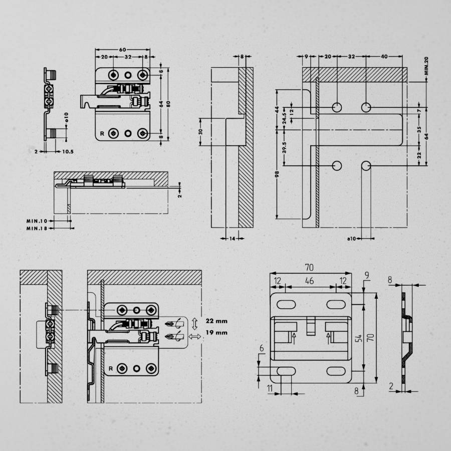 фото Подвеска каркаса регулируемая для встроенного ящика комплект