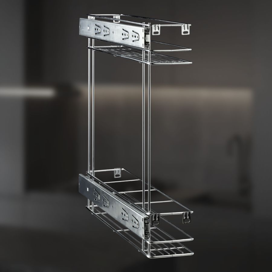 фото Выдвижная корзина двухуровневая в нижнюю базу 150 мм с доводчиком