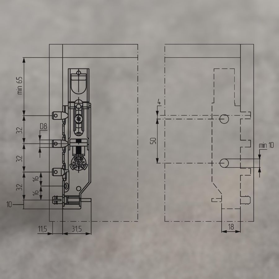 фото Подвеска скрытая 818.32.Z1.E8.DX для верхней базы (60кг), правая R, CAMAR