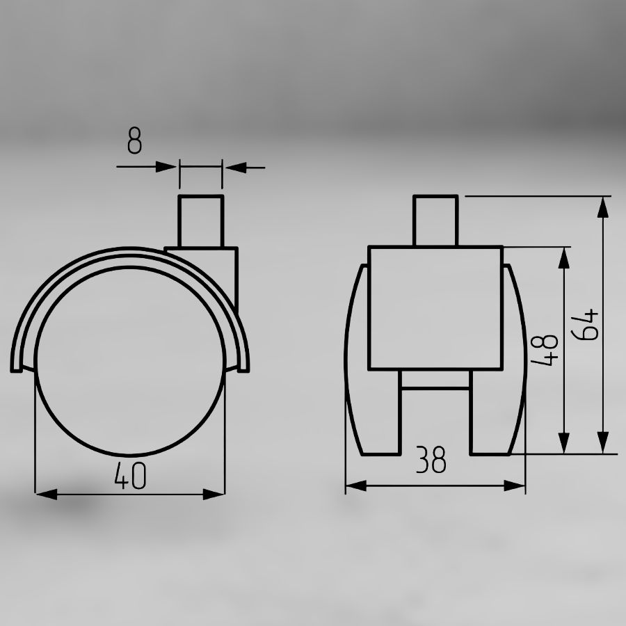 фото Колесная опора с резьбой d 40 мм, M8x15