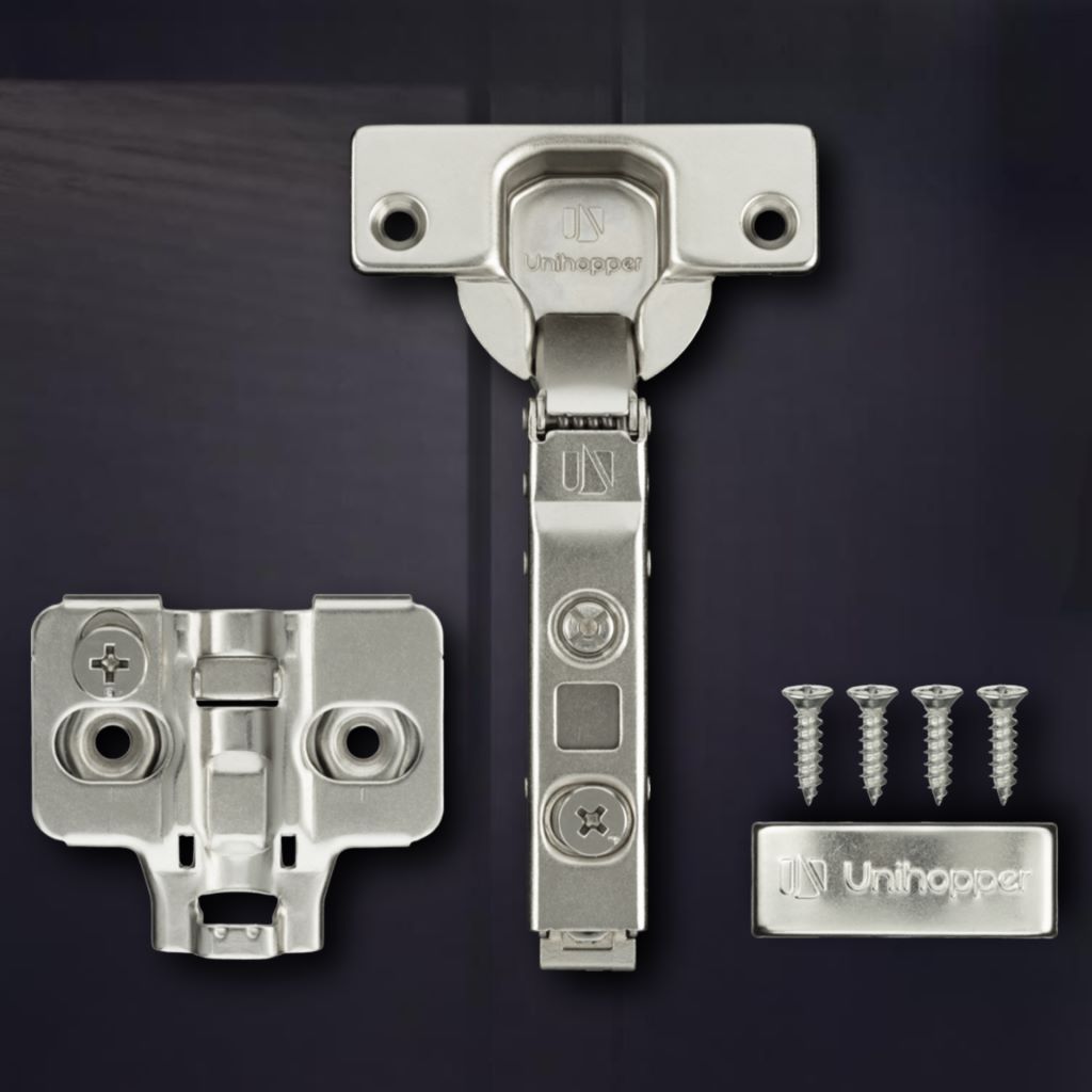 фото Накладная 3D петля UNIHOPPER SETTON с доводчиком, 52мм, с декоративной накладкой