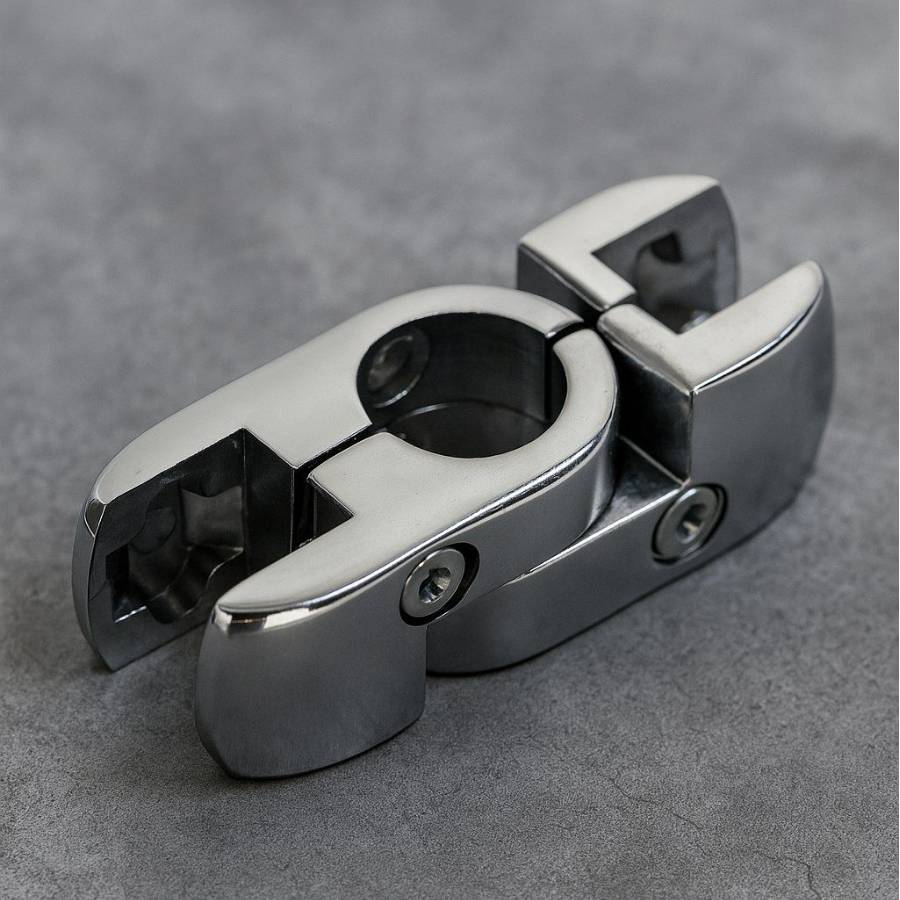 фото Держатель двойной поворотный для панелей, стекла и решеток R-52, хром, гальваника