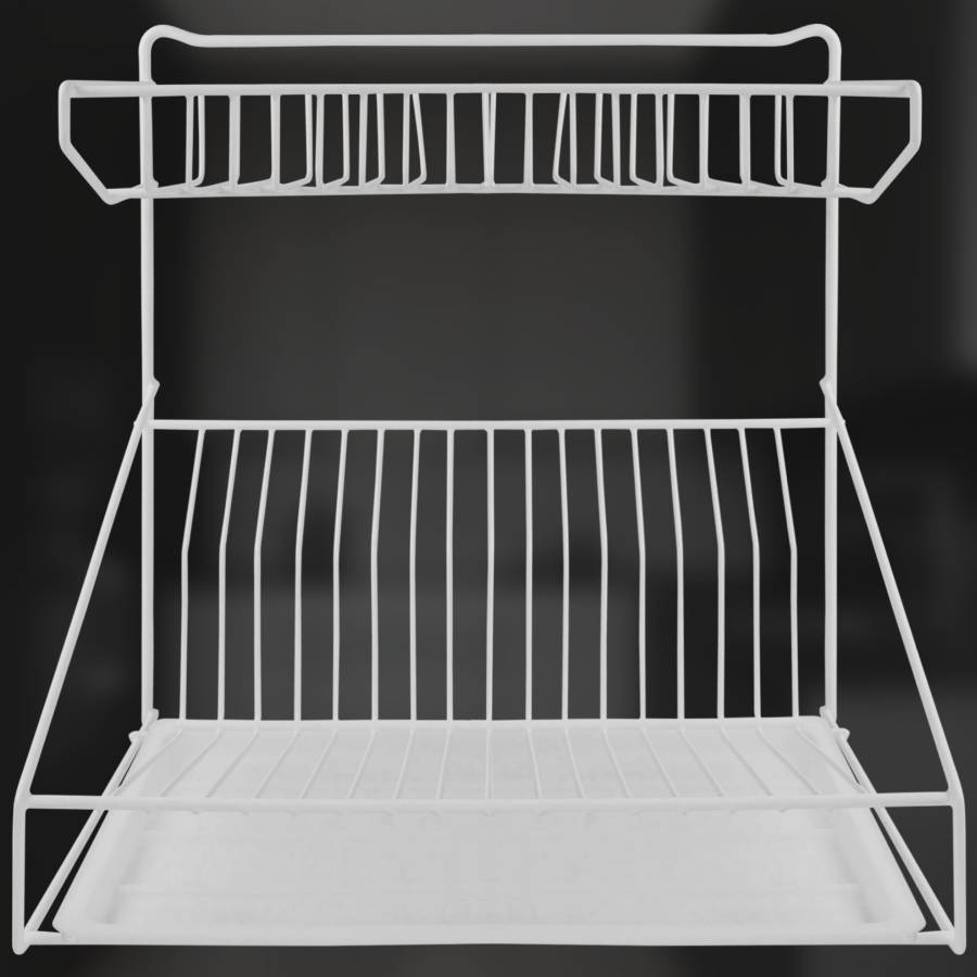 фото Сушилка для посуды двухуровневая настольная белая