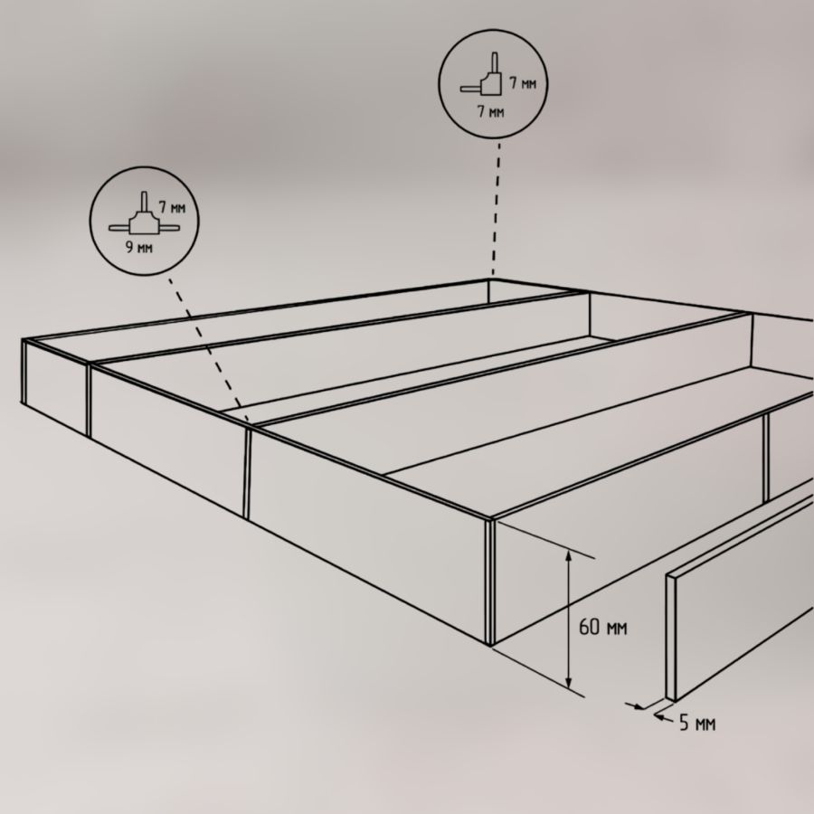 фото Профиль разделительный для организации кухонного ящика белый 60 мм х 2 м