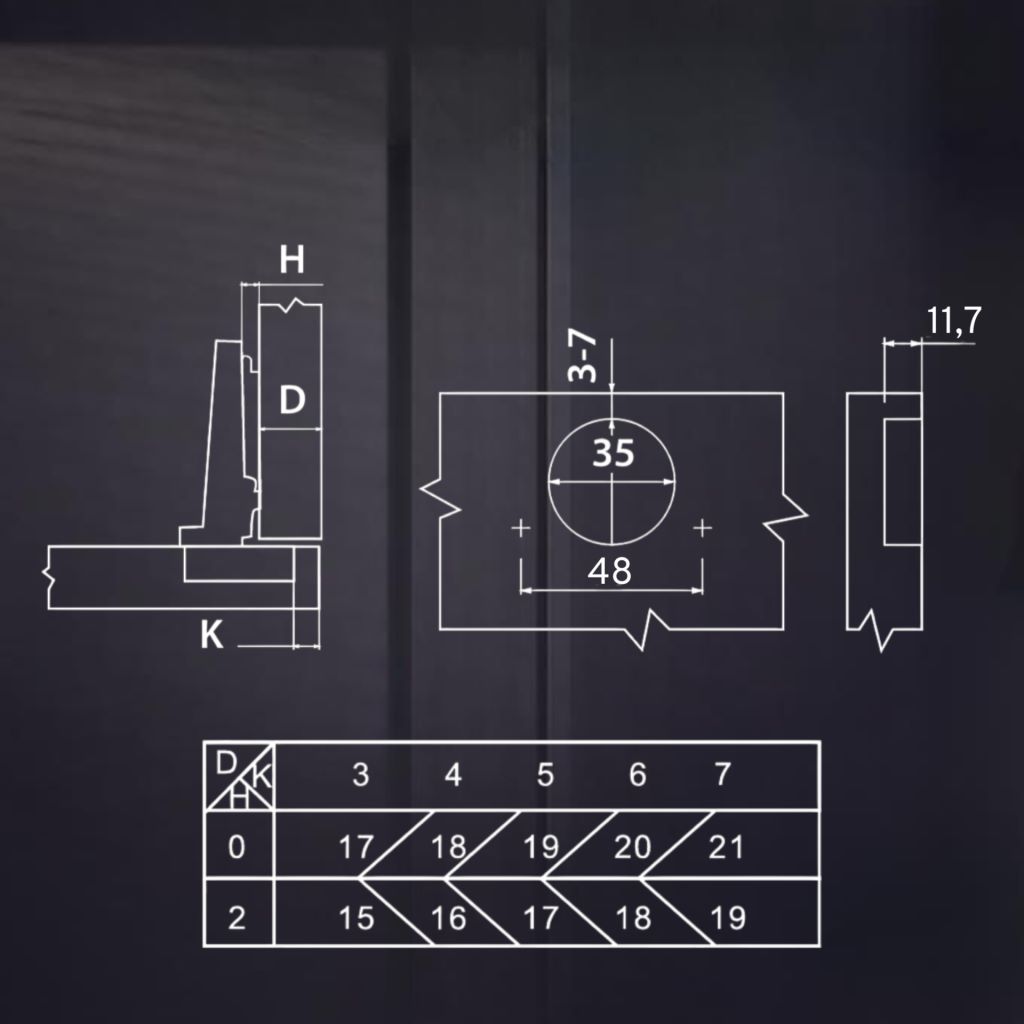 фото Угловая 165° 3D петля UNIHOPPER SETTON с доводчиком, 48 мм, с декоративной накладкой