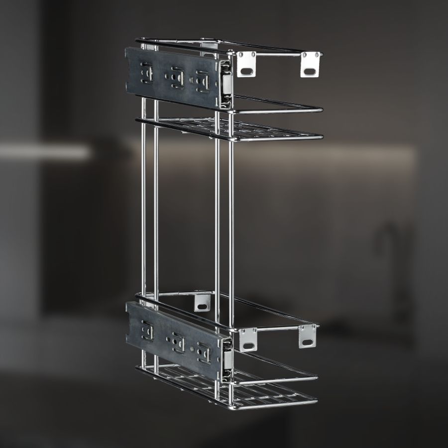 фото Выдвижная корзина двухуровневая в верхнюю базу 150 мм с направляющими