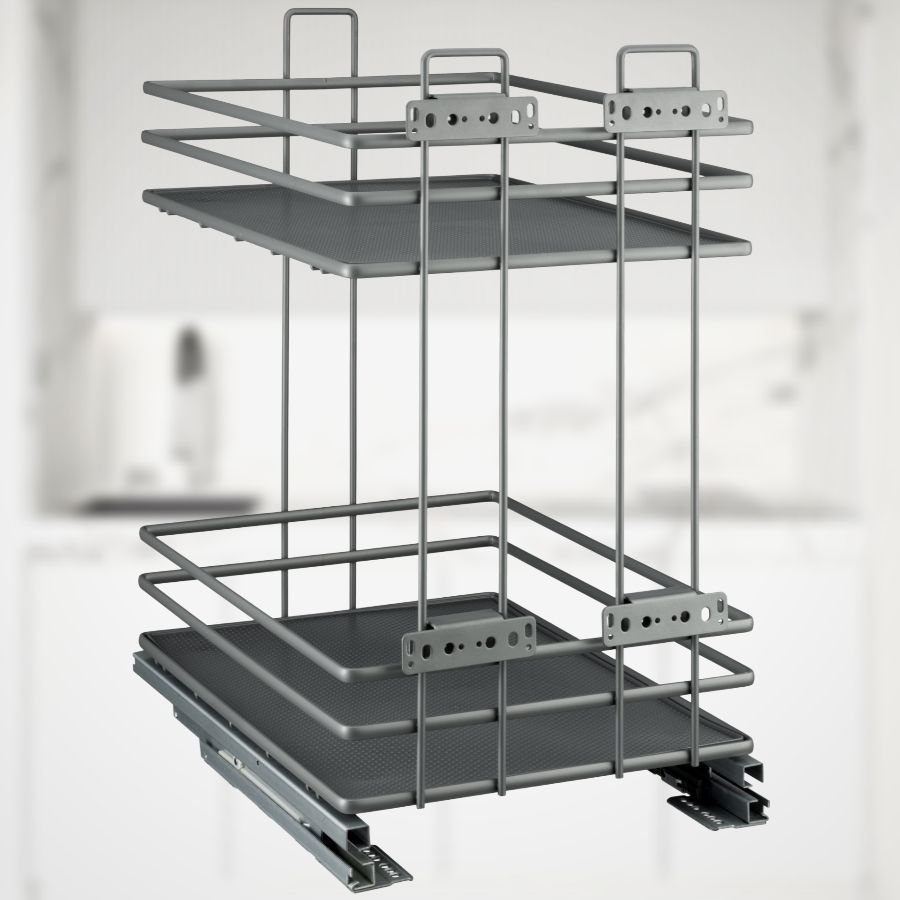 фото Выдвижная корзина VESPLINE двухуровневая в нижнюю базу 400 мм с доводчиком